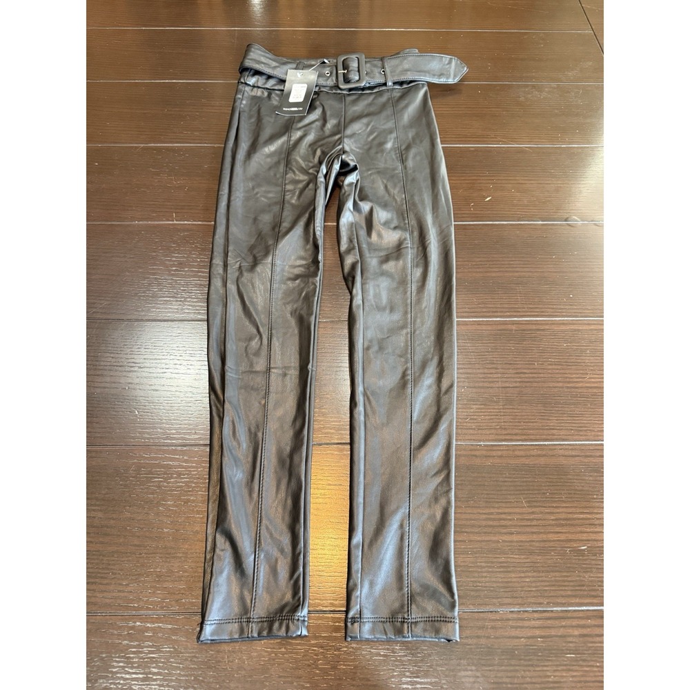 FASHION NOVA (NWT) Women's Black Faux Leather Pants- Sz XS